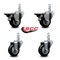 Service Caster 3'' Black Polyurethane Wheel Swivel 7/8'' Square Stem Caster Set 2 Brakes, 4PK SCC-SQ20S314-PPUB-BLK-PLB-78-2-S-2 - alternate 5